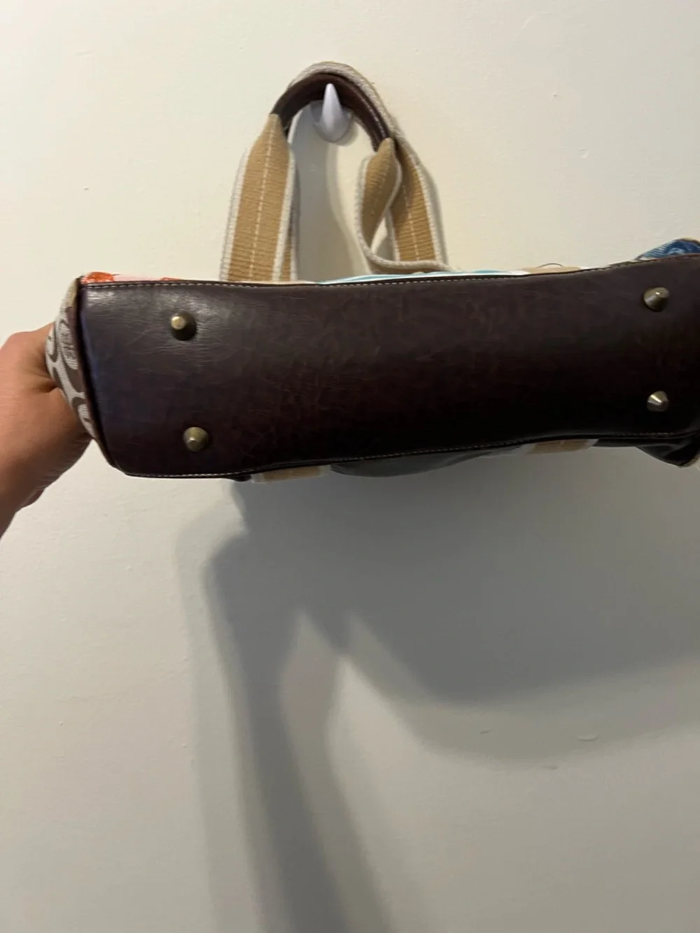 Nice  Patchwork Canvas Shoulder Bag in Multicolor